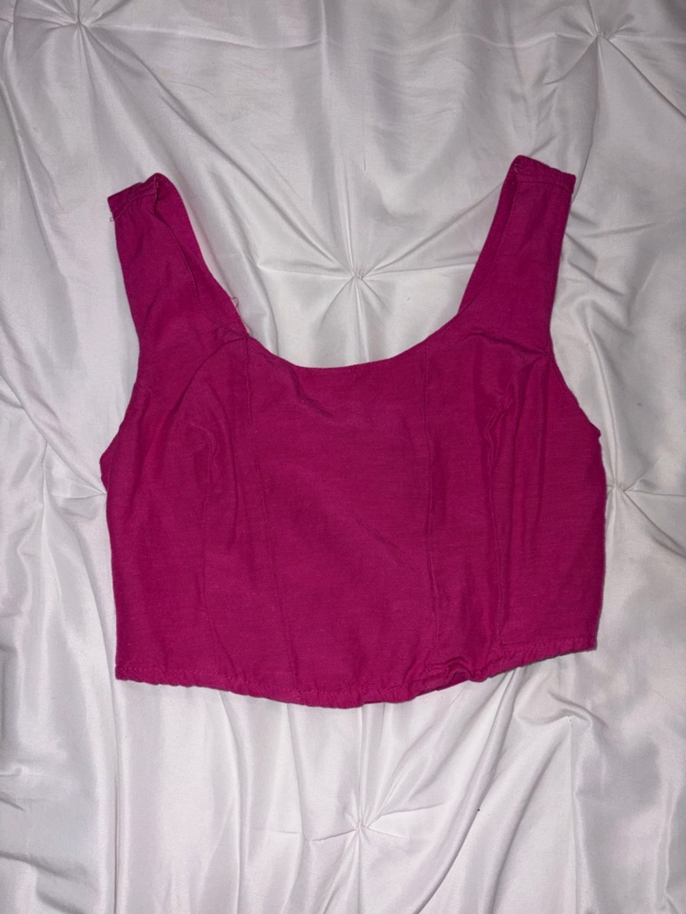 Sleeveless Cropped Scoop Tank - Vibrant Pink
